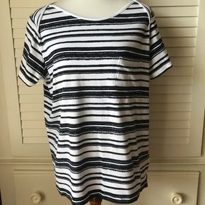 Jones NY Woman Blue Striped One Pocket Tee Size 1X